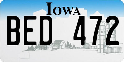 IA license plate BED472