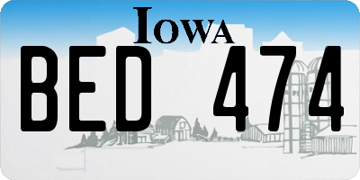 IA license plate BED474