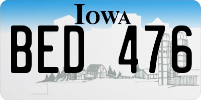 IA license plate BED476