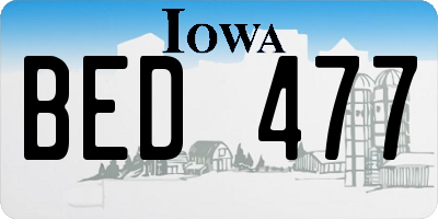 IA license plate BED477
