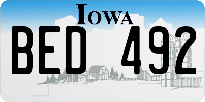 IA license plate BED492