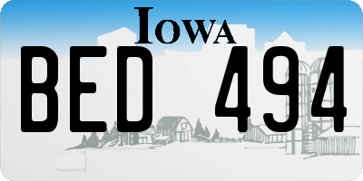 IA license plate BED494