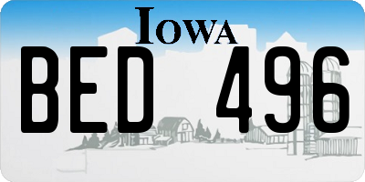 IA license plate BED496