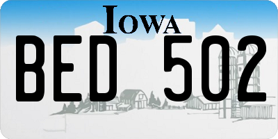 IA license plate BED502