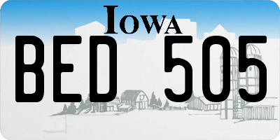 IA license plate BED505
