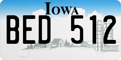 IA license plate BED512