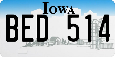 IA license plate BED514