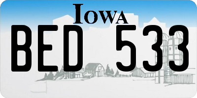 IA license plate BED533