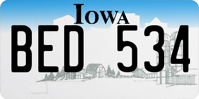 IA license plate BED534