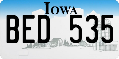 IA license plate BED535