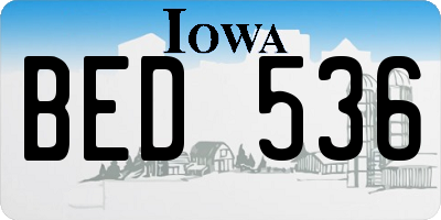 IA license plate BED536