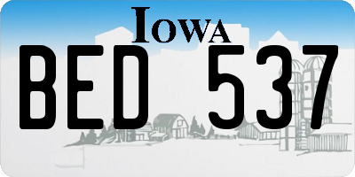 IA license plate BED537