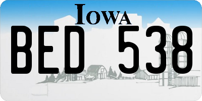IA license plate BED538