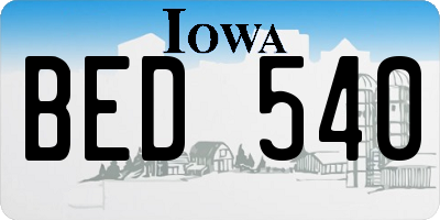 IA license plate BED540