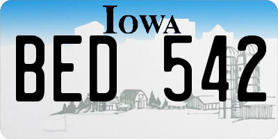 IA license plate BED542