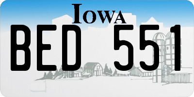 IA license plate BED551