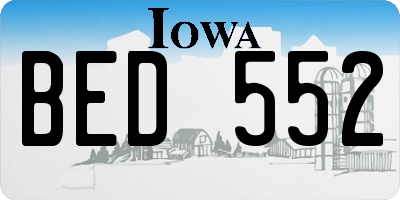 IA license plate BED552