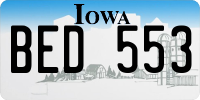 IA license plate BED553