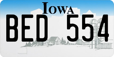 IA license plate BED554