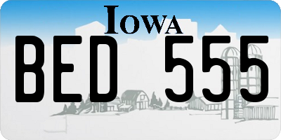 IA license plate BED555