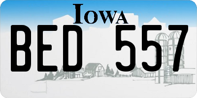 IA license plate BED557