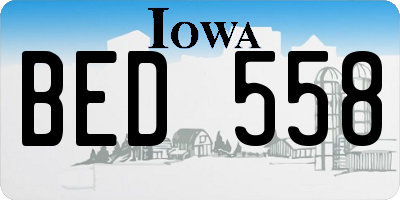 IA license plate BED558