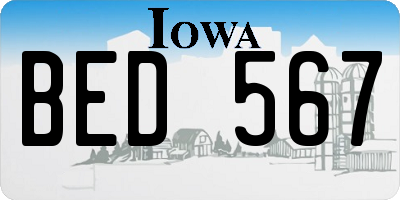 IA license plate BED567
