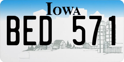 IA license plate BED571