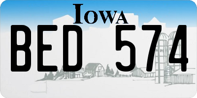 IA license plate BED574