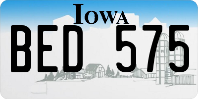 IA license plate BED575
