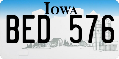 IA license plate BED576