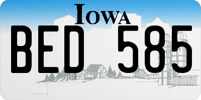 IA license plate BED585