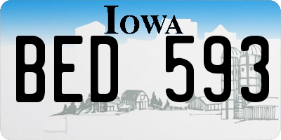 IA license plate BED593