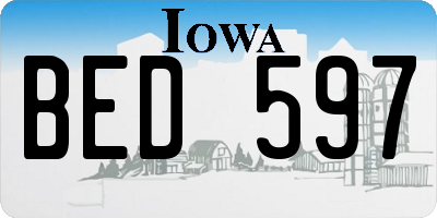 IA license plate BED597
