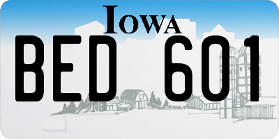 IA license plate BED601