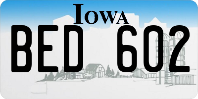 IA license plate BED602