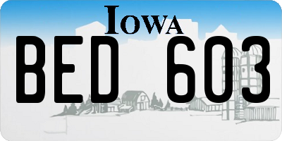 IA license plate BED603