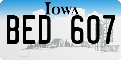 IA license plate BED607