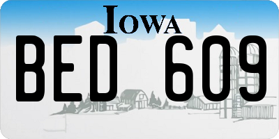 IA license plate BED609