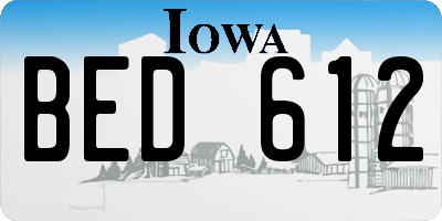 IA license plate BED612