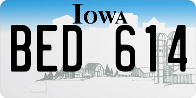 IA license plate BED614
