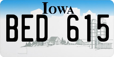 IA license plate BED615