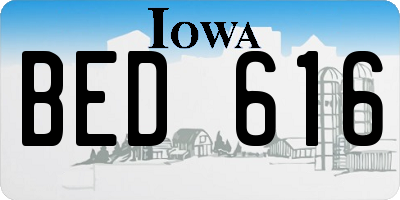 IA license plate BED616