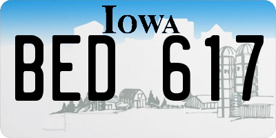 IA license plate BED617