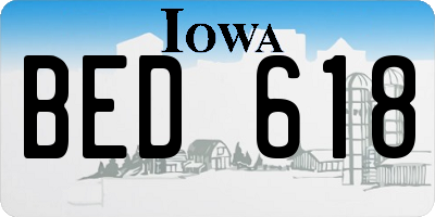 IA license plate BED618