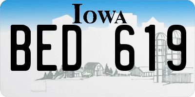 IA license plate BED619