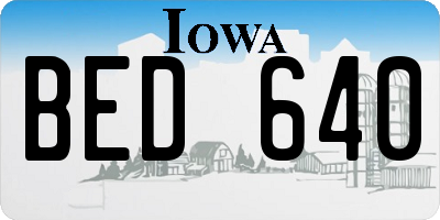 IA license plate BED640
