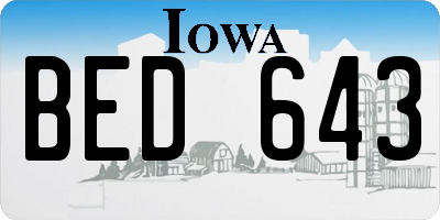 IA license plate BED643