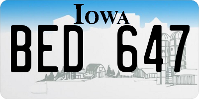 IA license plate BED647