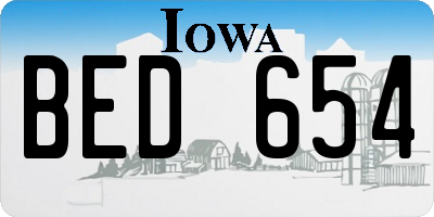 IA license plate BED654